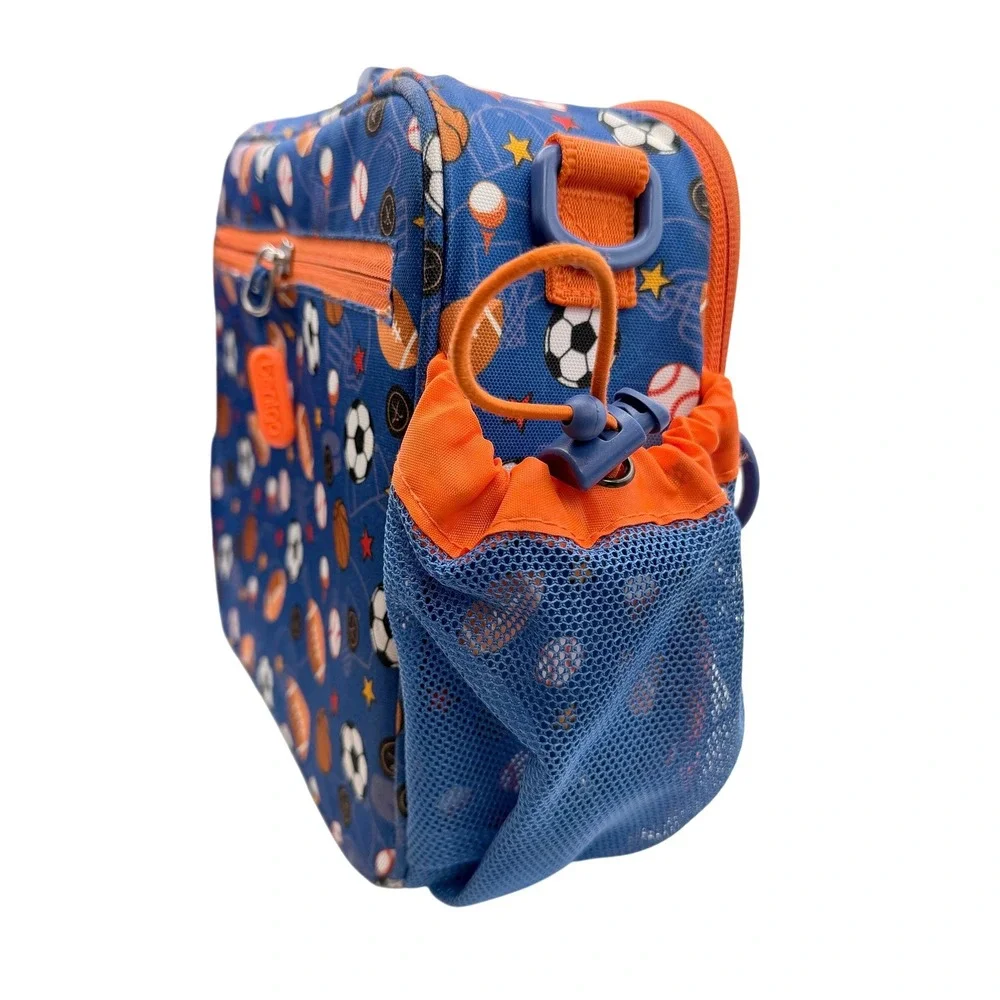 Bentgo Kids Sports Lunch Bag Blue Orange Football Soccer Basketball Baseball